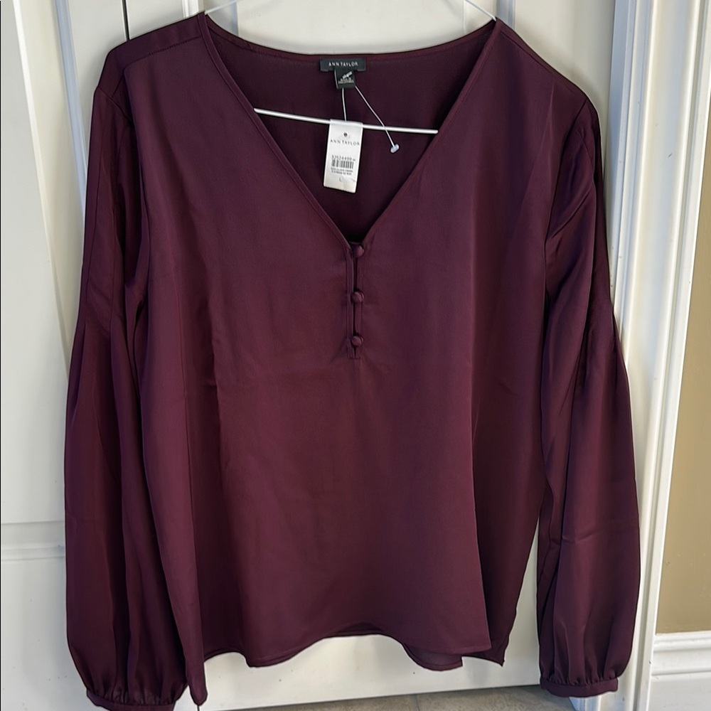 NWT - Ann Taylor - Women's Burgundy Blouse